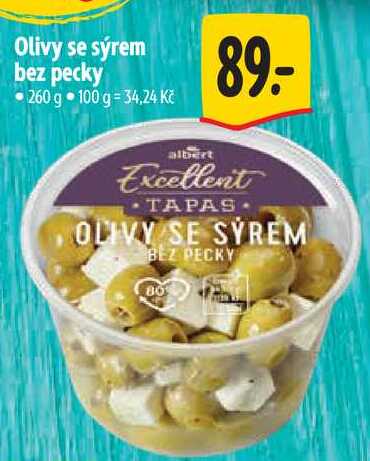 Olivy se sýrem bez pecky, 260 g 