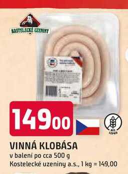 VINNÁ KLOBÁSA v balení po cca 500 g