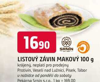 LISTOVÝ ZÁVIN MAKOVÝ 100 g krájený