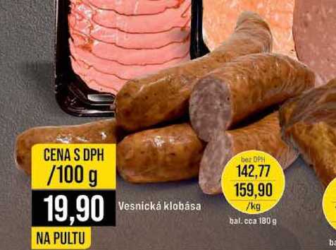 Vesnická klobása pultový prodej 100 g