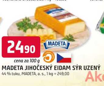 MADETA JIHOČESKÝ EIDAM SÝR UZENÝ 44% tuku, 100g