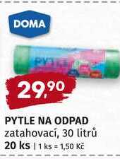 DOMA PYTLE NA ODPAD zatahovací, 30 litrů 20 ks