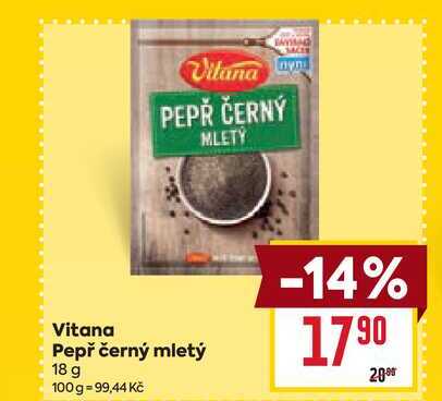 Vitana Pepř černý mletý 18 g