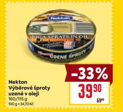 Nekton Výběrové šproty uzené v oleji 160/115 g