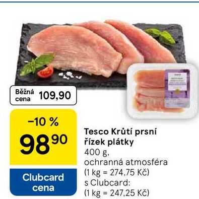 Tesco Krůtí prsní řízek plátky, 400 g 