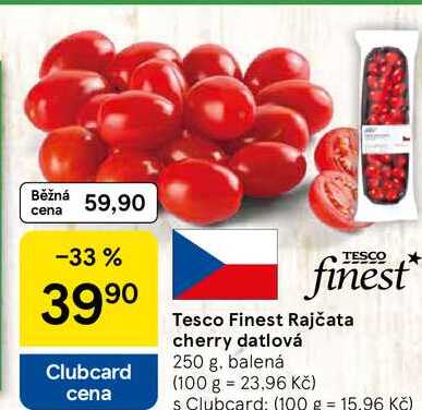 Tesco Finest Rajčata cherry datlová, 250 g, balená  