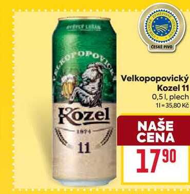 Velkopopovický Kozel 11 0,51, plech 