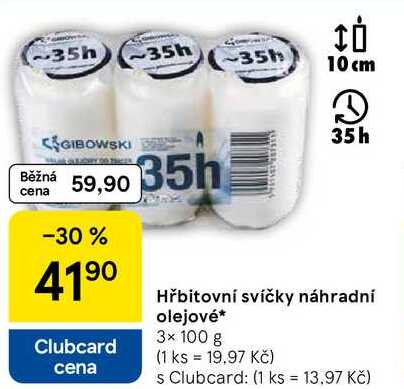 Hřbitovní svíčky náhradní olejové, 3x 100 g 