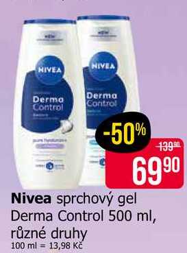 Nivea sprchový gel Derma Control 500 ml, různé druhy 