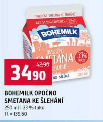 Bohemilk Opočno smetana ke šlehání 250ml