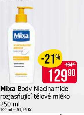 Mixa Body Niacinamide rozjasňující tělové mléko 250 ml