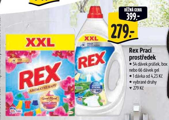 Rex Prací prostředek, 54 dávek prášek, box nebo 66 dávek gel 