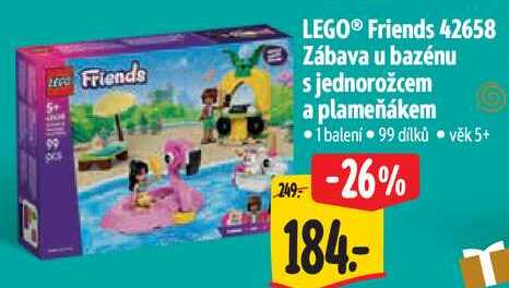 LEGO Friends 42658 Zábava u bazénu s jednorožcem a plameňákem 