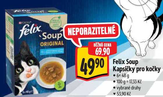 Felix Soup Kapsičky pro kočky, 6x 48 g