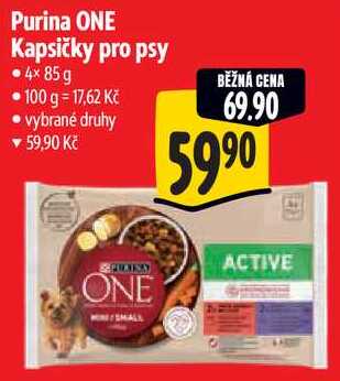 Purina ONE Kapsičky pro psy, 4x 85 g 