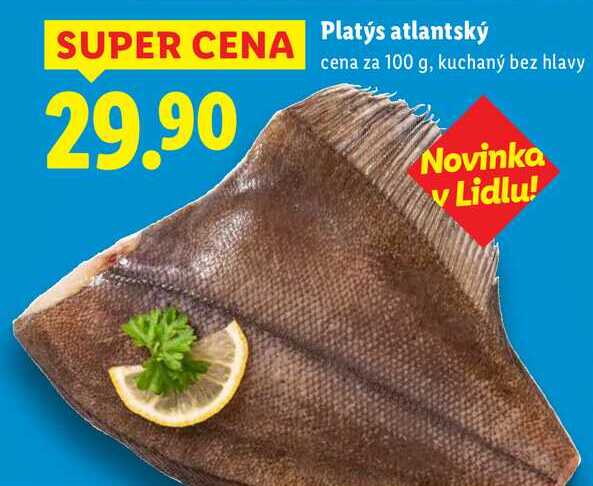 Platýs atlantský, cena za 100 g