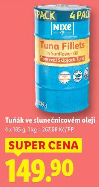 Tuňák ve slunečnicovém oleji, 4x 185 g