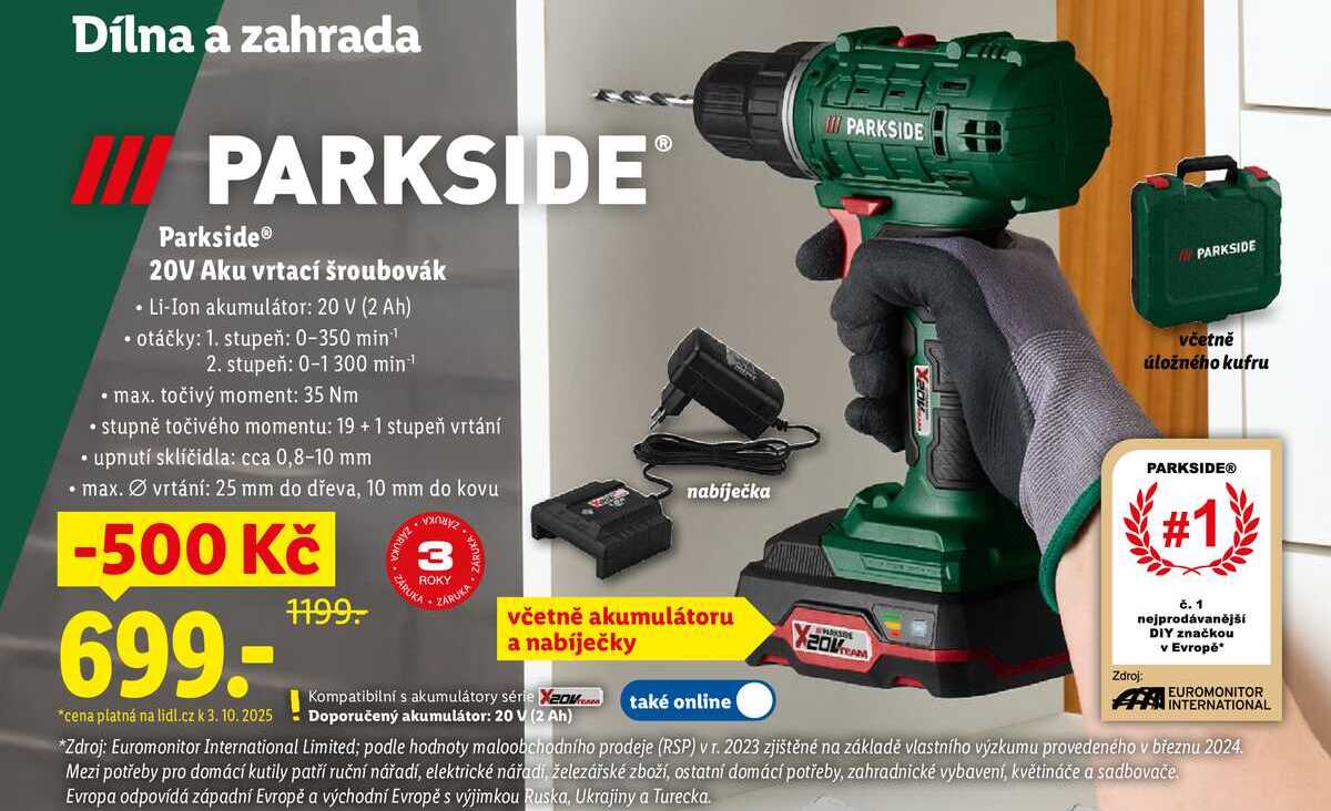 Parkside 20V Aku vrtací šroubovákEvropě s výjimkou Ruska, Ukrajiny a Turecka 