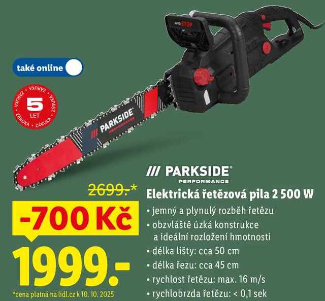 PARKSIDE Elektrická řetězová pila 2 500 W 