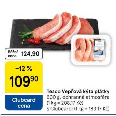 Tesco Vepřová kýta plátky, 600 g