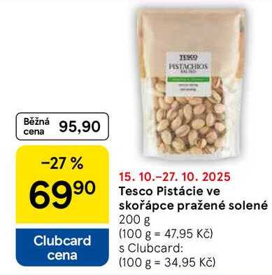 Tesco Pistácie ve skořápce pražené solené, 200 g
