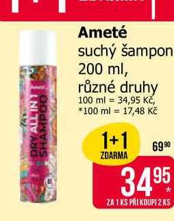 Ameté suchý šampon 200 ml, různé druhy