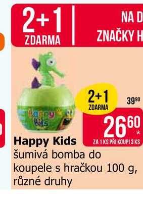 Happy Kids šumivá bomba do koupele s hračkou 100 g, různé druhy 