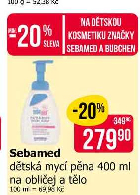 Sebamed dětská mycí pěna 400 ml 