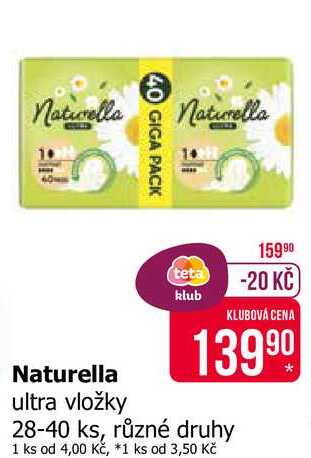 Naturella Camomile Ultra normal hygienické vložky s jemnou vůní 40 ks