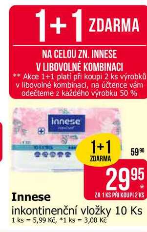 innese inkontinenční vložky 10 Ks
