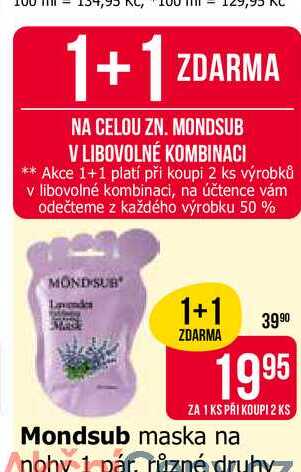 Mondsub maska na nohy 1 pár, různé druhy 