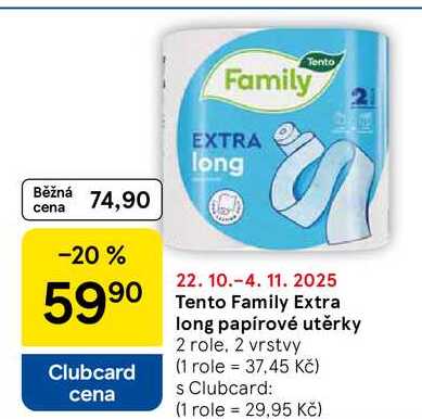Tento Family Extra long papírové utěrky, 2 role