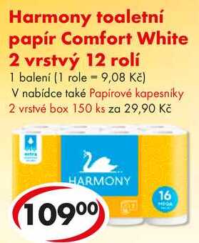 Harmony toaletní papír Comfort White 2 vrstvý, 12 rolí  