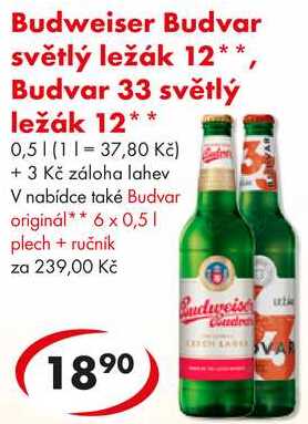 Budweiser Budvar světlý ležák 12, 0,5 l 