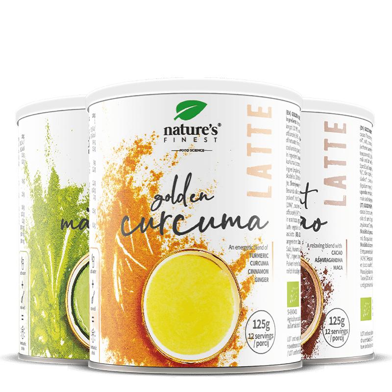 Latte Drinky Bundle | Matcha Chai, Golden Kurkuma Dobrý Spánek | Antioxidanty | Zvyšuje Energetické Úrovně | Pomáhá s Usínáním