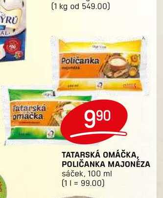 TATARSKÁ OMÁČKA, POLIČANKA MAJONÉZA sáček, 100ml
