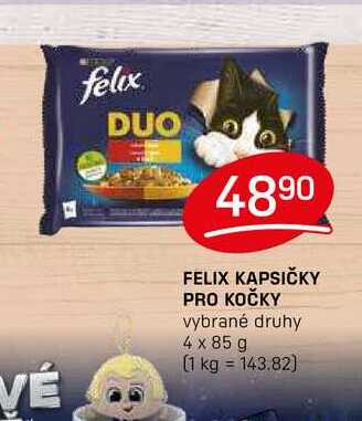 FELIX KAPSIČKY PRO KOČKY vybrané druhy 4 x 85 g 