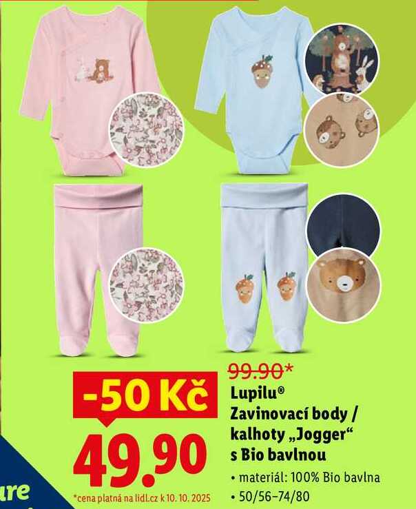 Lupilu Zavinovací body/kalhoty „Jogger" s Bio bavlnou 