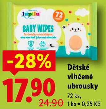 Dětské vlhčené ubrousky, 72 ks