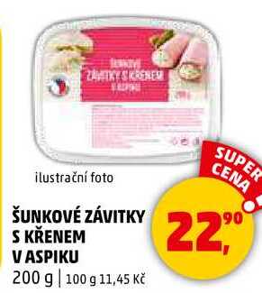 ŠUNKOVÉ ZÁVITKY S KŘENEM V ASPIKU, 200 g