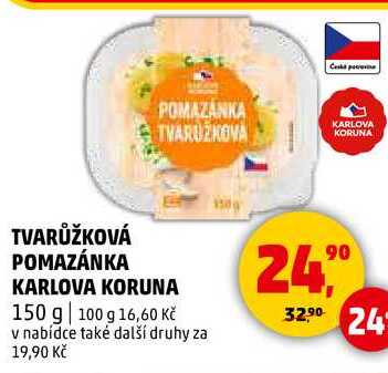 TVARŮŽKOVÁ POMAZÁNKA KARLOVA KORUNA, 150 g