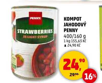KOMPOT JAHODOVÝ PENNY, 400/160 g 