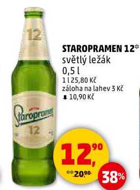 STAROPRAMEN 12 světlý ležák, 0,5 l