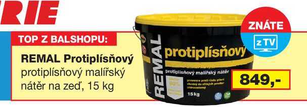 REMAL Protiplísňový protiplísňový malířský nátěr na zeď, 15 kg
