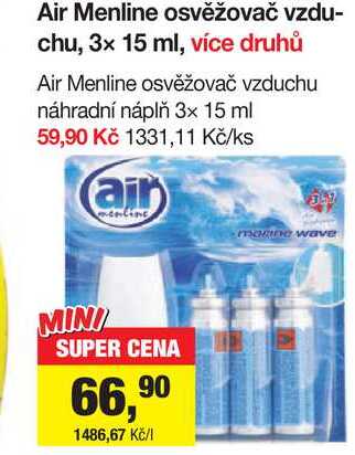 Air Menline osvěžovač vzduchu náhradní náplň 3x 15 ml