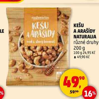 KEŠU A ARAŠÍDY NATURALIA, 200 g