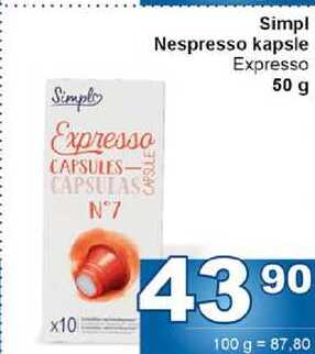 Simpl Nespresso kapsle Expresso 50 g