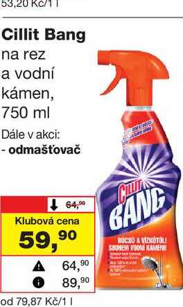 Cillit Bang na rez a vodní kámen, 750 ml