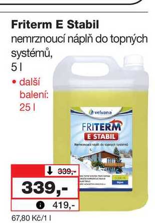 Friterm E Stabil nemrznoucí náplň do topných systémů, 5l