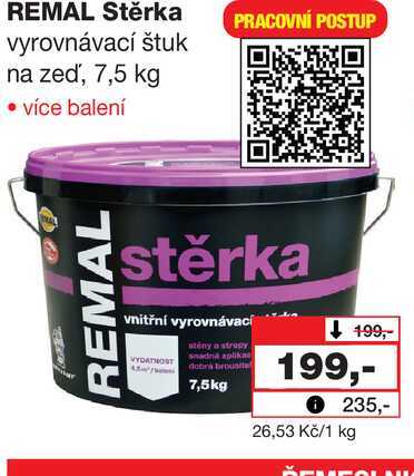 REMAL Stěrka vyrovnávací štuk na zeď, 7,5 kg